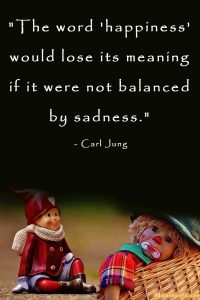 "The word 'happiness' would lose its meaning if it were not balanced by sadness." - Carl Jung