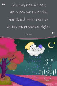 Sun may rise and set; we, when our short day has closed, must sleep on during one perpetual night. - Catullus