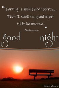 Good night, good night ! parting is such sweet sorrow, That I shall say good night till it be morrow. - Shakespeare