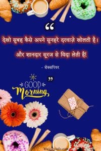 “See how the morning opens her golden gates. And takes her farewell of the glorious sun!” inspiratonal good morning quotes in hindi by Shakespeare