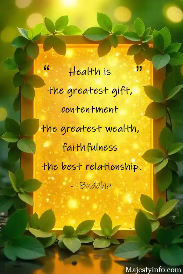 "Health is the greatest gift, contentment the greatest wealth, faithfulness the best relationship." – Health quote by Buddha